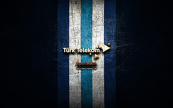 Turk Telekom BK, golden logo, Basketbol Super Ligi, blue metal background, turkish basketball team, Turk Telekom BK logo, basketball HD wallpaper