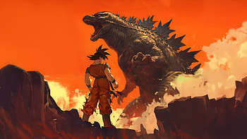 Goku X Godzilla, goku, godzilla, dragon-ball-super, dragon-ball, anime, ai, artwork, digital-art, artist, deviantart HD wallpaper