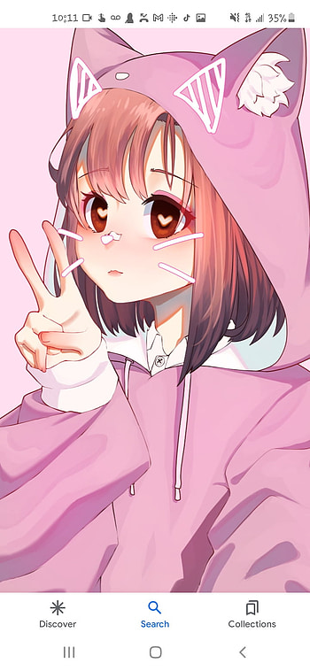 Pink cat girl, organ, hair HD phone wallpaper