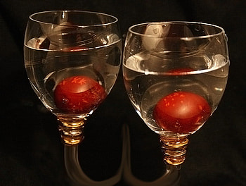 still life, two, art , cherrys, beautiful, background, brown, red, glasses, drink HD wallpaper