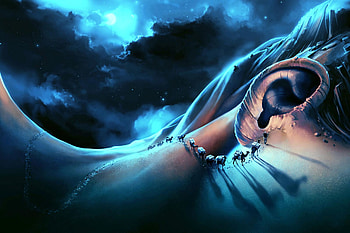 Art, Camels, Surrealism, Ear, An Ear, Camel Caravan, Caravan Of Camels HD wallpaper