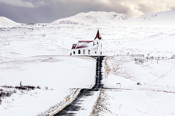 Ingjaldshlskirkja Church - Iceland, Ingjaldshlskirkja, Iceland, winter, Church HD wallpaper