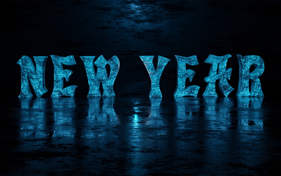 :), black, reflection, water, blue, card, new year HD wallpaper