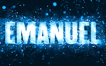 Happy Birtay Emanuel, , blue neon lights, Emanuel name, creative, Emanuel Happy Birtay, Emanuel Birtay, popular american male names, with Emanuel name, Emanuel HD wallpaper