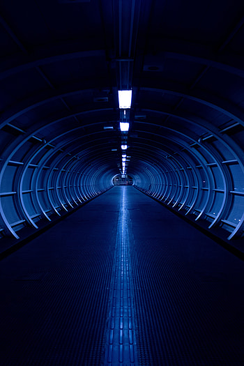 Blue road, tunnel, architecture HD phone wallpaper