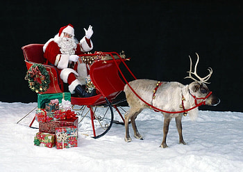 Holidays, Santa Claus, Snow, Deer, Bag, Sleigh, Sledge, Presents, Sack, Gifts HD wallpaper