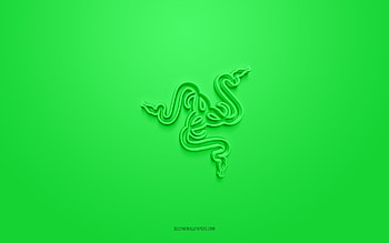 Razer 3d logo, light green background, 3d art, Razer emblem, Razer logo, creative 3d art, Razer, light green Razer logo HD wallpaper