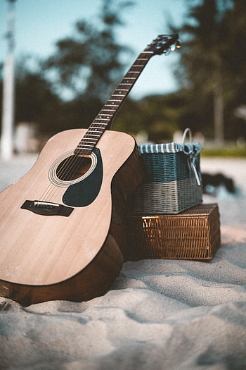 Music, Sand, Brown, Guitar, Musical Instrument, Acoustic Guitar HD phone wallpaper