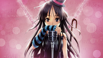 Just play music, superstar, black eye, long hair, dress, mio akiyama, k on, abstract, hat, female, sexy, hot, girl, singer, mio, black hair, anime girl, anime HD wallpaper