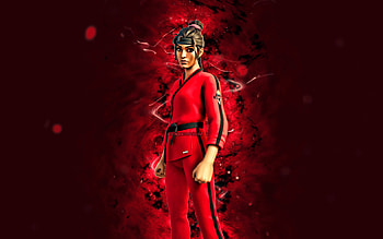 Heron Stance Hero, , red neon lights, Fortnite Battle Royale, Fortnite characters, Heron Stance Hero Skin, Fortnite, Heron Stance Hero Fortnite HD wallpaper