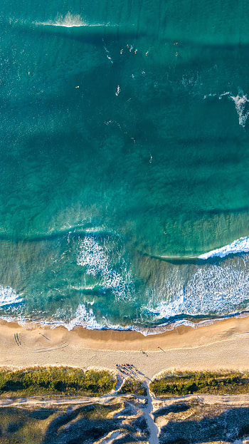 Waves, green sea, aerial view HD phone wallpaper