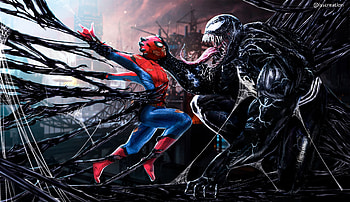 Spiderman Vs Venom Digital Art, spiderman, venom, digital-art, artwork, artsuperheroes, supervillain, artstation HD wallpaper