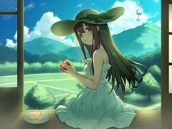 Cute, anime girl, artwork, balcony HD wallpaper