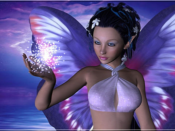 Purple Fairy, wings, magic, butterfly wings, fairy, purple, pink, butterfly, fantasy, pretty HD wallpaper