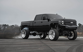 Chevrolet Silverado, black pickup truck, black Silverado, Silverado tuning, american cars, Chevrolet HD wallpaper