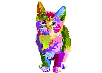 Colorful, kitten, art, cat HD wallpaper