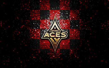 Las Vegas Aces, glitter logo, WNBA, red black checkered background, basketball, american basketball team, Las Vegas Aces logo, mosaic art HD wallpaper
