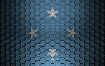 Micronesia flag, 3d hexagons texture, Micronesia, 3d texture, Micronesia 3d flag, metal texture, flag of Micronesia HD wallpaper