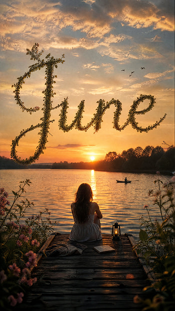 June: Lakeside Golden Hour, Woman, Boat HD phone wallpaper
