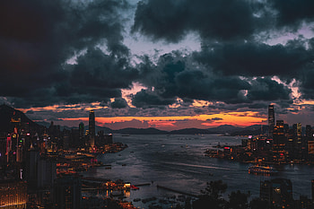 Cities, City, Shore, Bank, Glow HD wallpaper