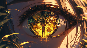 Anime : Golden Anime Girl Eye Reflection, Anime, Anime Eyes, golden, anime girl, Orange Anime HD wallpaper