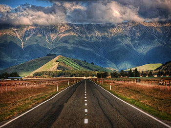 Way to the mountain hills, way, hills, clouds, sky, road, nature, mountain HD wallpaper