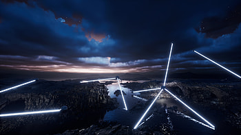 virtual reality, light, reflection, water, coast HD wallpaper