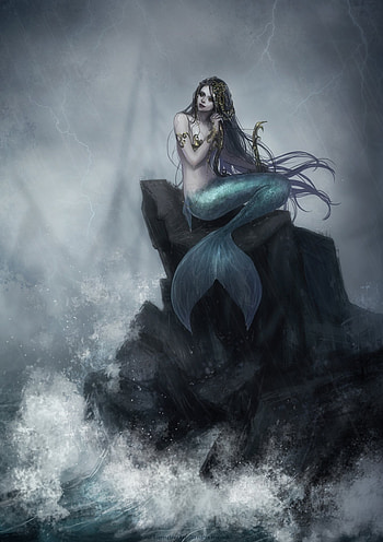 Long-haired girl, Fantasy mermaid, Beautiful dress HD phone wallpaper