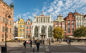 Gdansk, Poland, Gdansk, fountain, lantern, Poland, houses, old town HD wallpaper