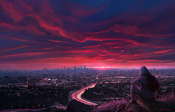 Sitting On The Top , alone, hoodie, artist, artwork, digital-art, artstation HD wallpaper