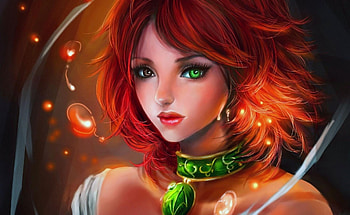 Fantasy, Girl, Redhead, Pendant, Coulomb, Odd-Eyed, Multi-Eyed HD wallpaper
