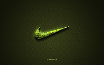Nike logo, green creative logo, floral art logo, Nike emblem, green carbon fiber texture, Nike, creative art HD wallpaper