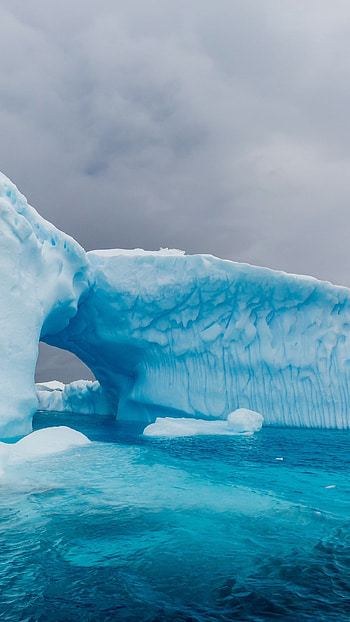 Archway formed, Glacial iceberg, Cierva Cove, Windows 10 spotlight HD phone wallpaper