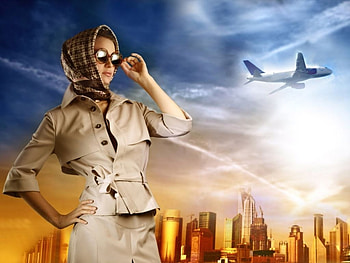 waiting in the airport, airport, aircraft, woman, airplane HD wallpaper