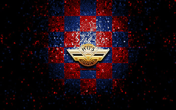 HYS The Hague, glitter logo, BeNe League, red blue checkered background, hockey, dutch hockey team, HYS The Hague logo, mosaic art HD wallpaper