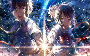 Taki Tachibana, Mitsuha Miyamizu, Kimi no Na wa, Miyamizu Mitsuha, anime characters, japanese manga, Kimi no Na wa characters HD wallpaper