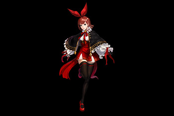 Minimal, original, anime girl, red dress HD wallpaper