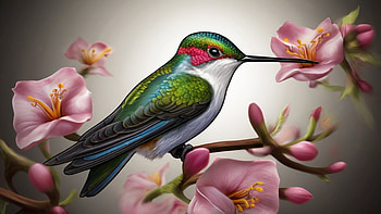 Hummingbird, hummingbird, bird, flower, tree, colorful HD wallpaper