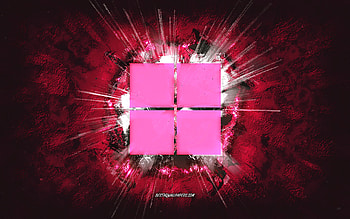 Windows 11 logo, grunge art, Windows, pink stone background, Windows 11 pink logo, Windows 11, creative art, Windows 11 grunge logo, Windows logo HD wallpaper