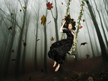 Autumn swing, autumn, girl, leaves, woman HD wallpaper