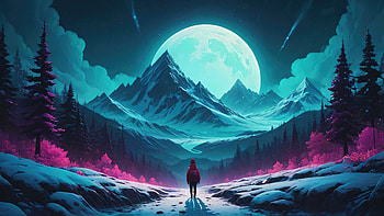 Stride To The Cosmos Walking Towards The Moonlight, artist, artwork, digital-art, deviantart HD wallpaper