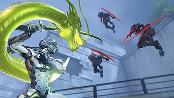 Genji cybernetic ninja, Overwatch hero, Shuriken master, Futuristic battles HD wallpaper