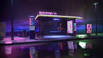 Bus Stop Cyberpunk , cyberpunk, artist, artwork, digital-art, artstation HD wallpaper