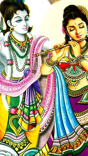 Radha Krishna , Painting, Lord Krishna HD phone wallpaper