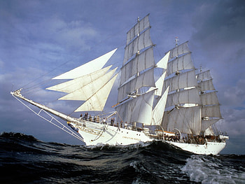 Ship, sails, white HD wallpaper