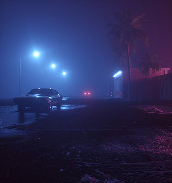 Night, Cars, Lights, Fog, Car, Lanterns, Machine, Neon, Street HD phone wallpaper