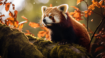 Red Panda Autumn Bliss, Animal, red panda HD wallpaper