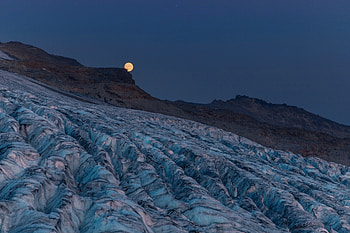 Moon Rising Over A Glacier With Mountains, moon, glacier, mountains, nature HD wallpaper