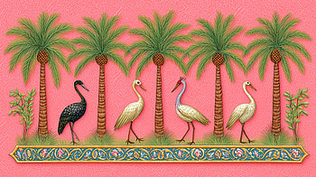 Whimsical Pink Goose and Palm Tree, whimsical, pink, goose, palm tree HD wallpaper