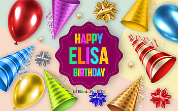 Happy Birtay Elisa, , Birtay Balloon Background, Elisa, creative art, Happy Elisa birtay, silk bows, Elisa Birtay, Birtay Party Background HD wallpaper